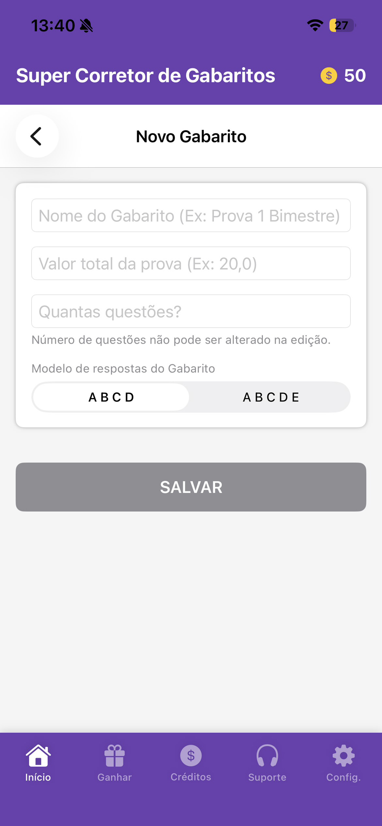Super Corretor de Gabaritos - Novo Gabarito